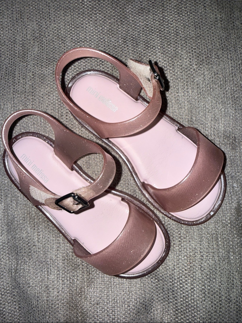 Mini Melissa Metallic Rose Pink Glitter Girls' Sandals